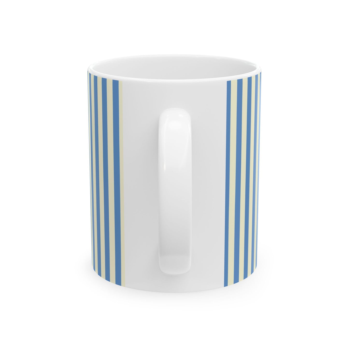 J'adore le Café Heart Stripe Mug, BLUE  — Coffee Lover Gift