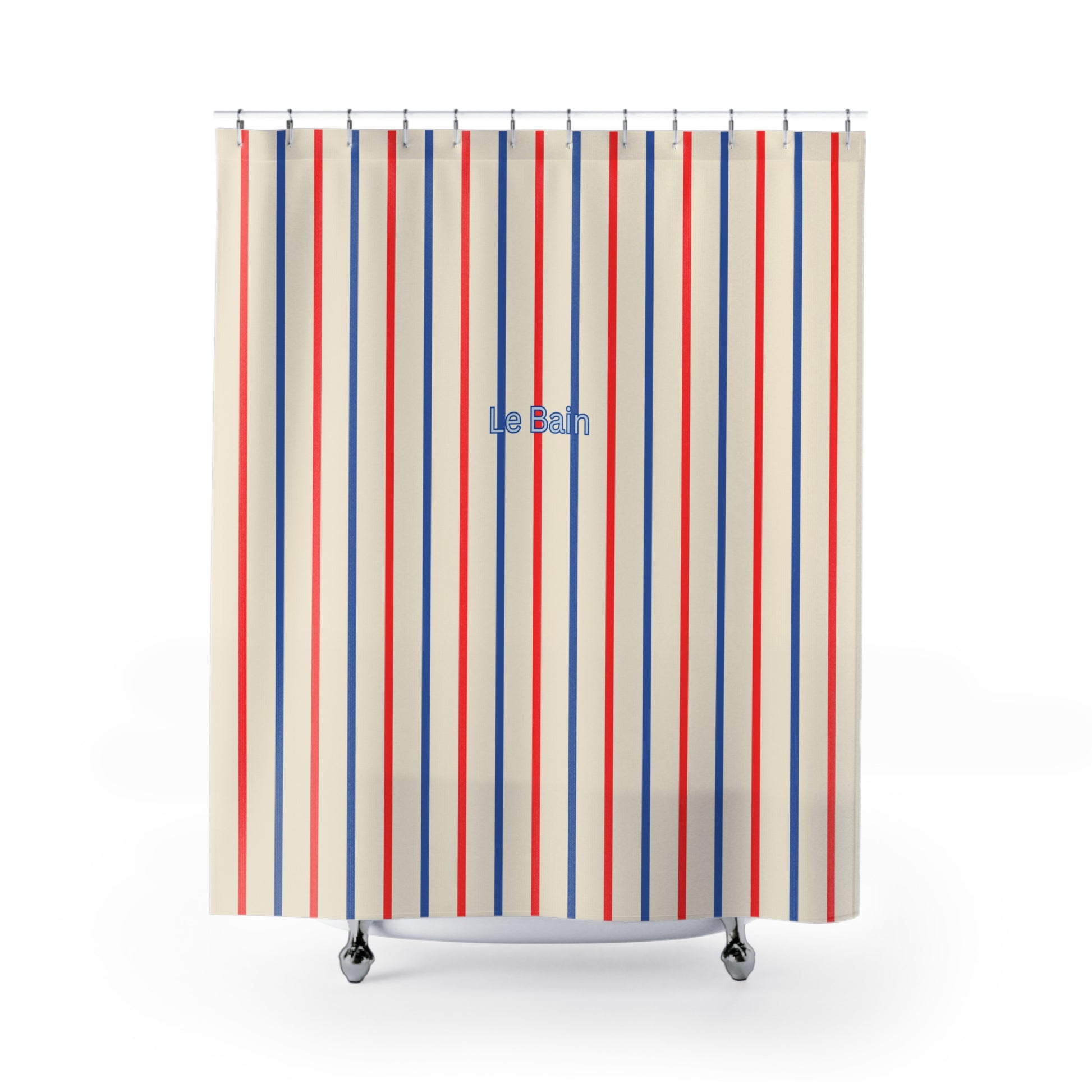  French-Inspired Red & Blue Bathroom Decor
