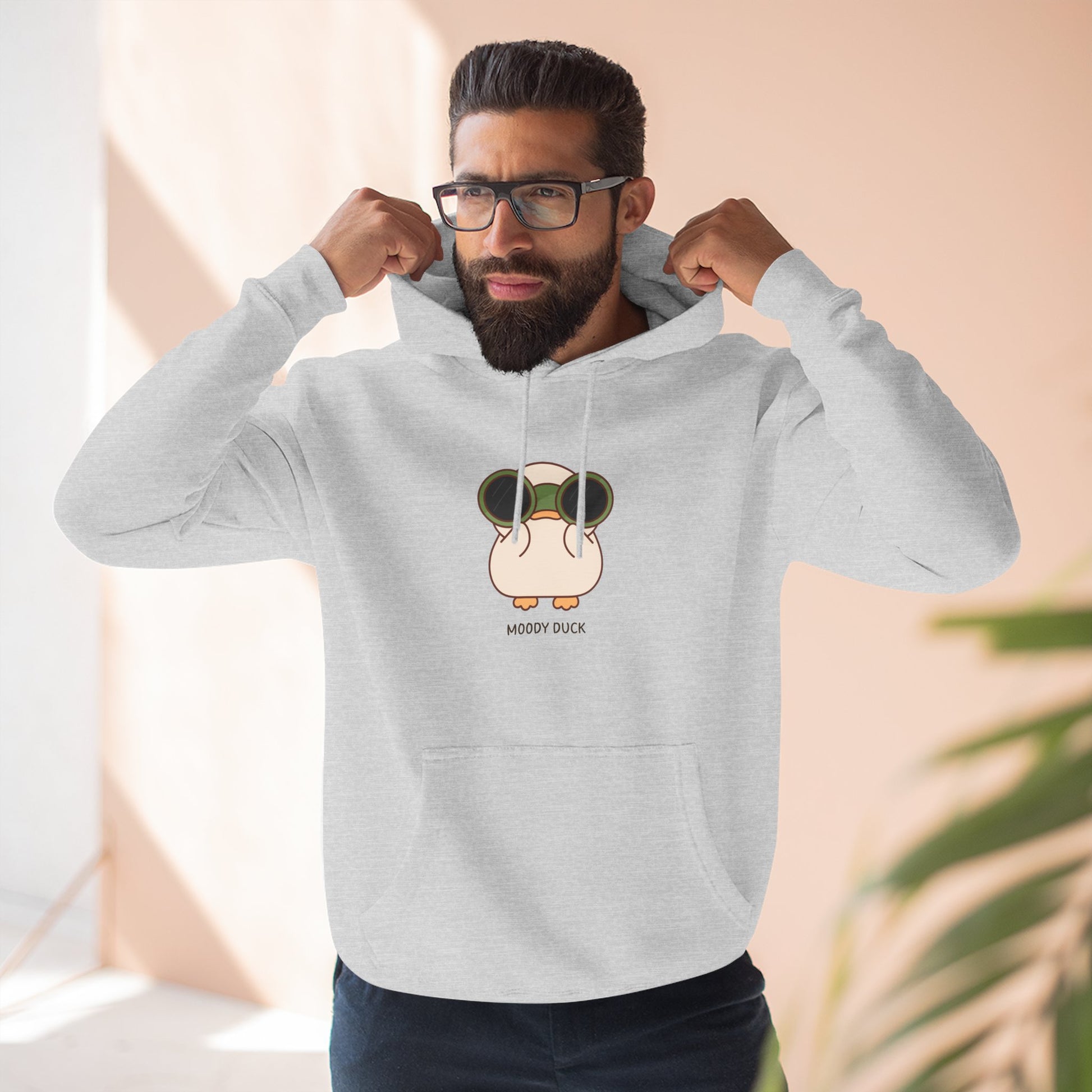Moody Duck Hoodie, Grey