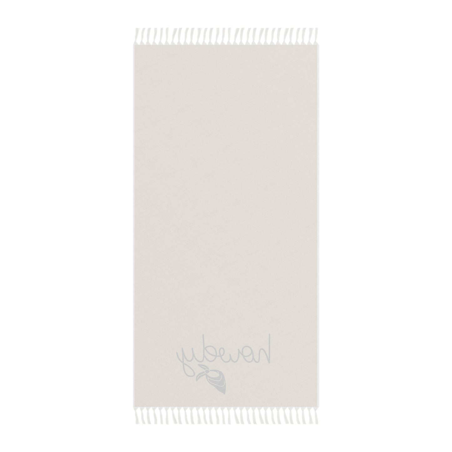 Boho Beach Towel — 'Howdy' Cowgirl, PASTEL GREY Fringe Cotton Beach Blanket