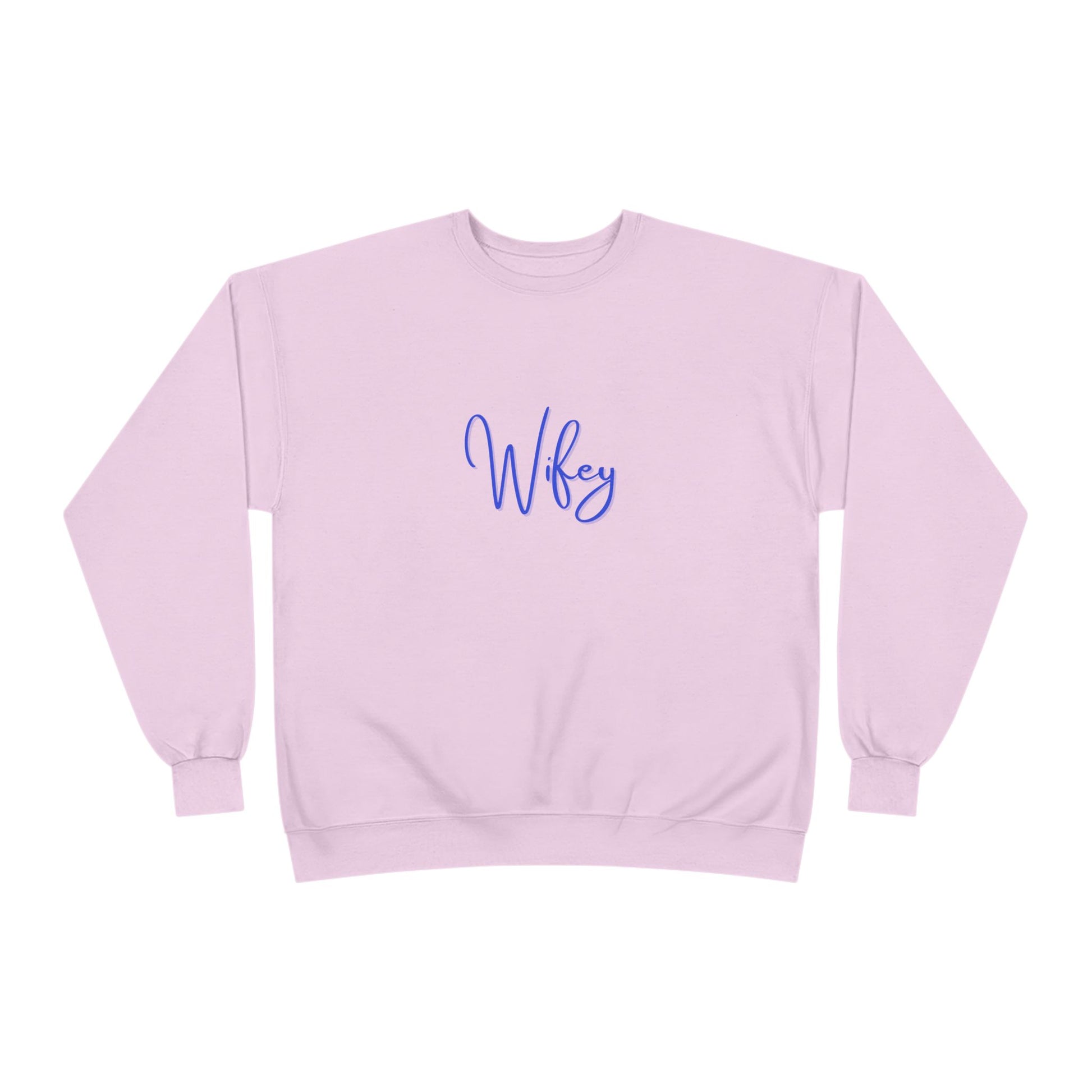 Pink sweatshirt with 'Wifey' text on a white background