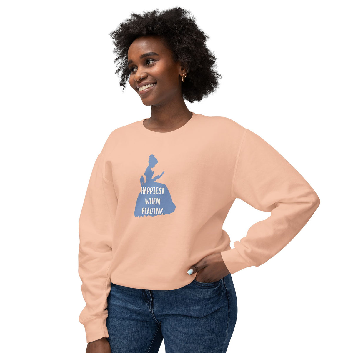 Reading Lover Sweatshirt - "Happiest When Reading" Cozy Crewneck