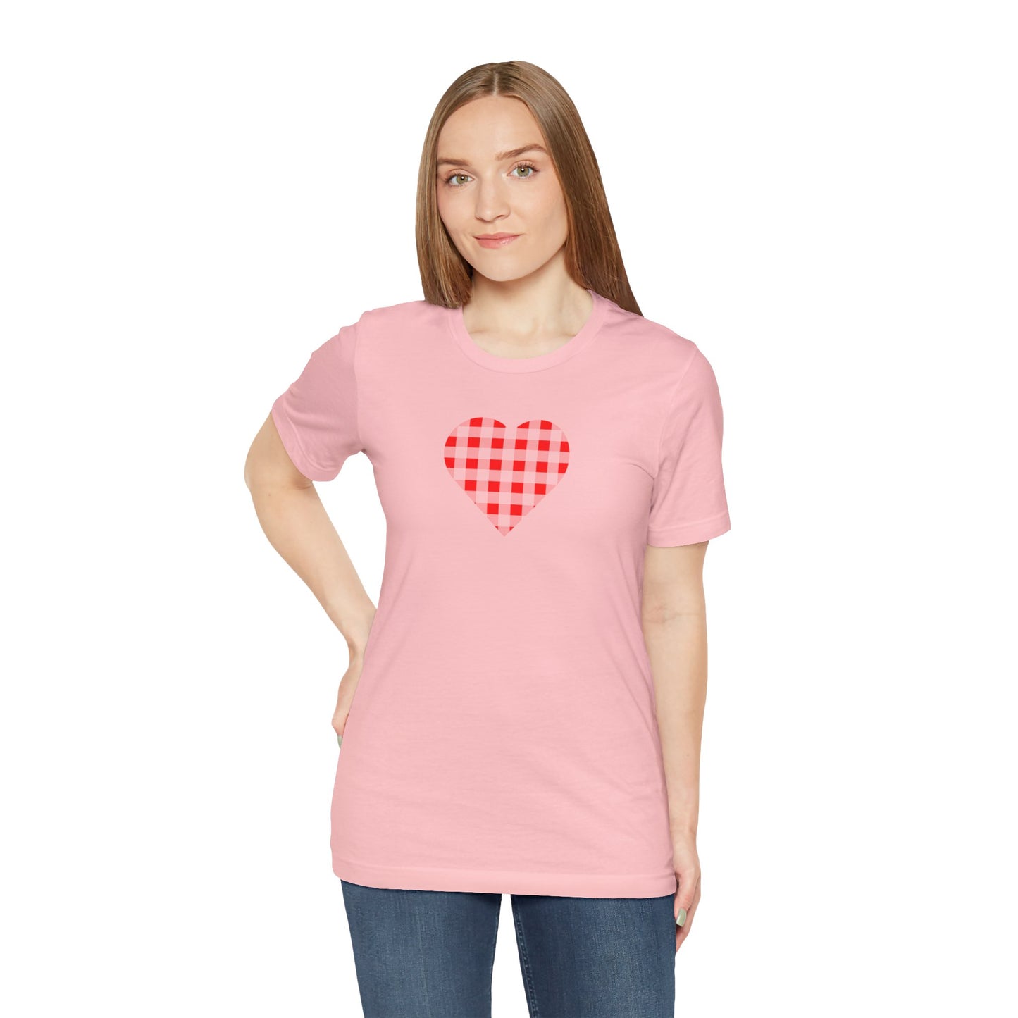 Red Gingham Heart Ladies Tee