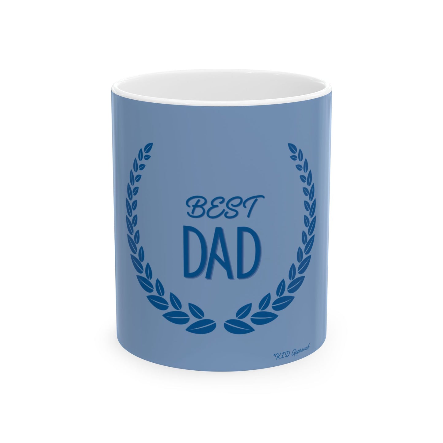 Best Dad "Kid Approved" Ceramic Mug — Elegant Wreath Design (11oz & 15oz)