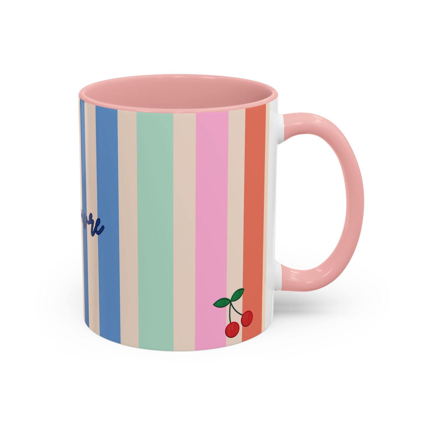 Colorful Striped Accent Coffee Mug, BLUE  – 'Joie de Vivre'