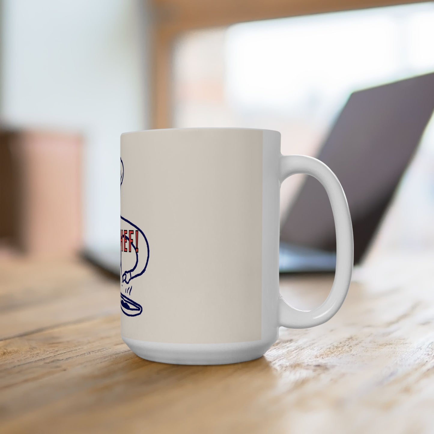 Oui Chef! Ceramic Mug, CREAM  – French Yes, Chef Coffee Cup (11oz & 15oz)