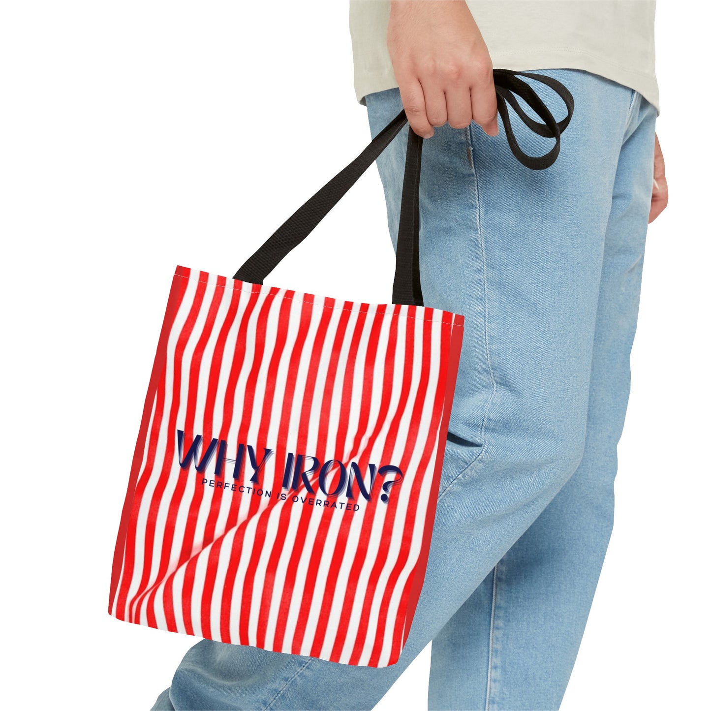 Humourous Preppy Tote Bag - "Why Iron" Bag