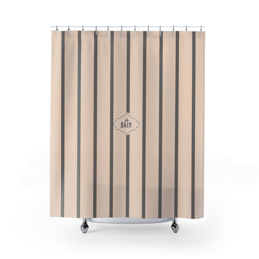 Grey stripped shower curtain Le Bain French