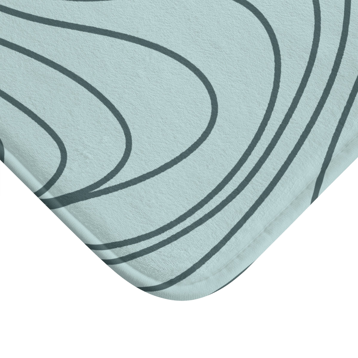 Abstract Wave Bath Mat – Light Aqua Blue with Azure Modern Design