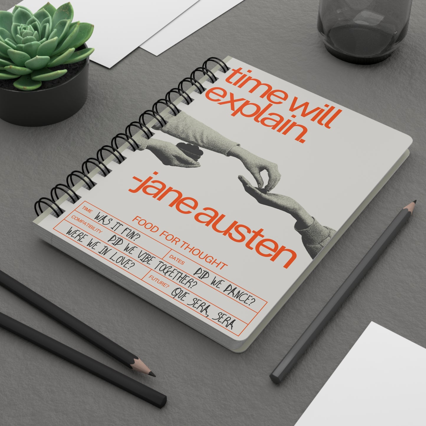 Jane Austen Quote Reflective Journal, Spiral Notebook