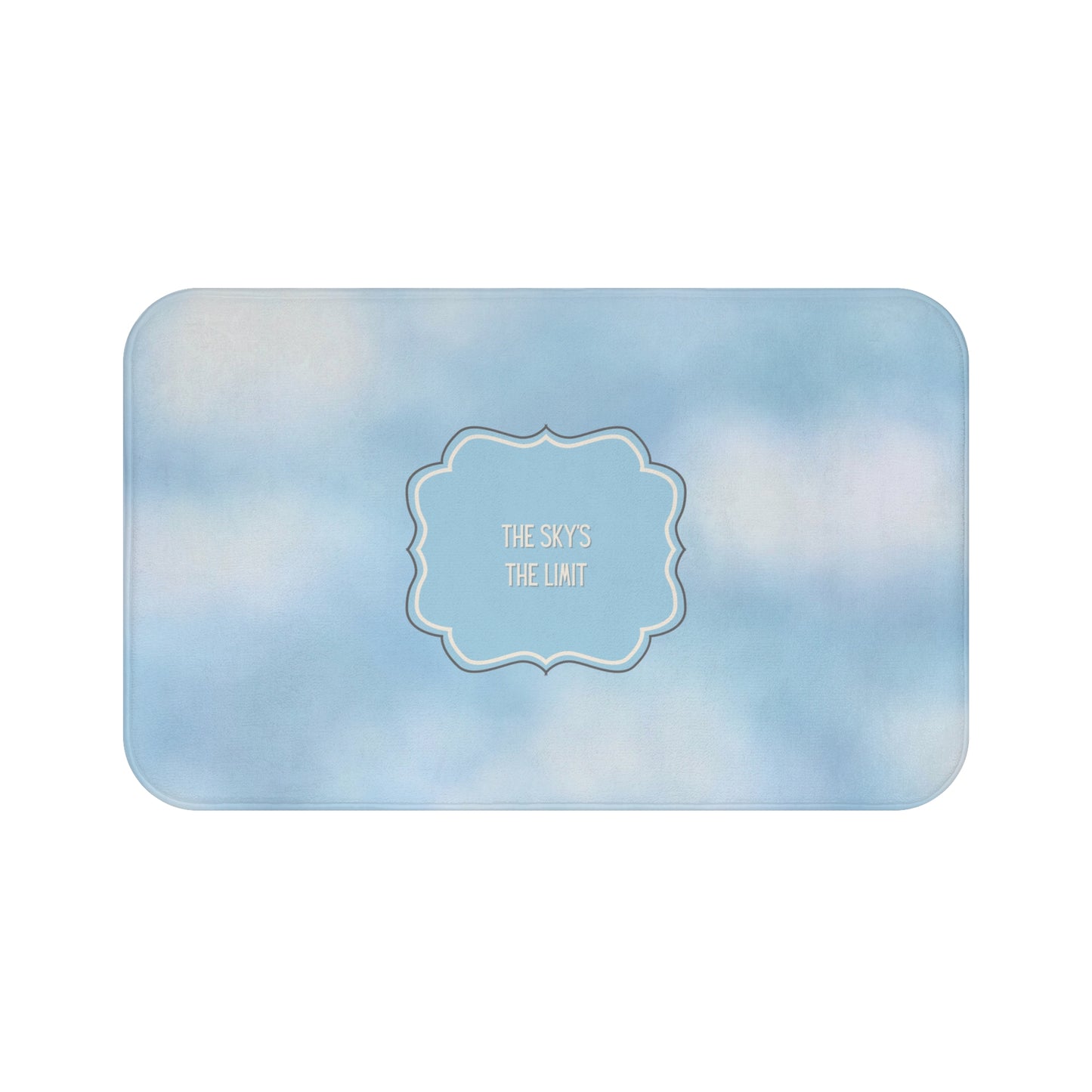 Rectangular mat with a blue and white gradient background and 'The sky's the limit' text.