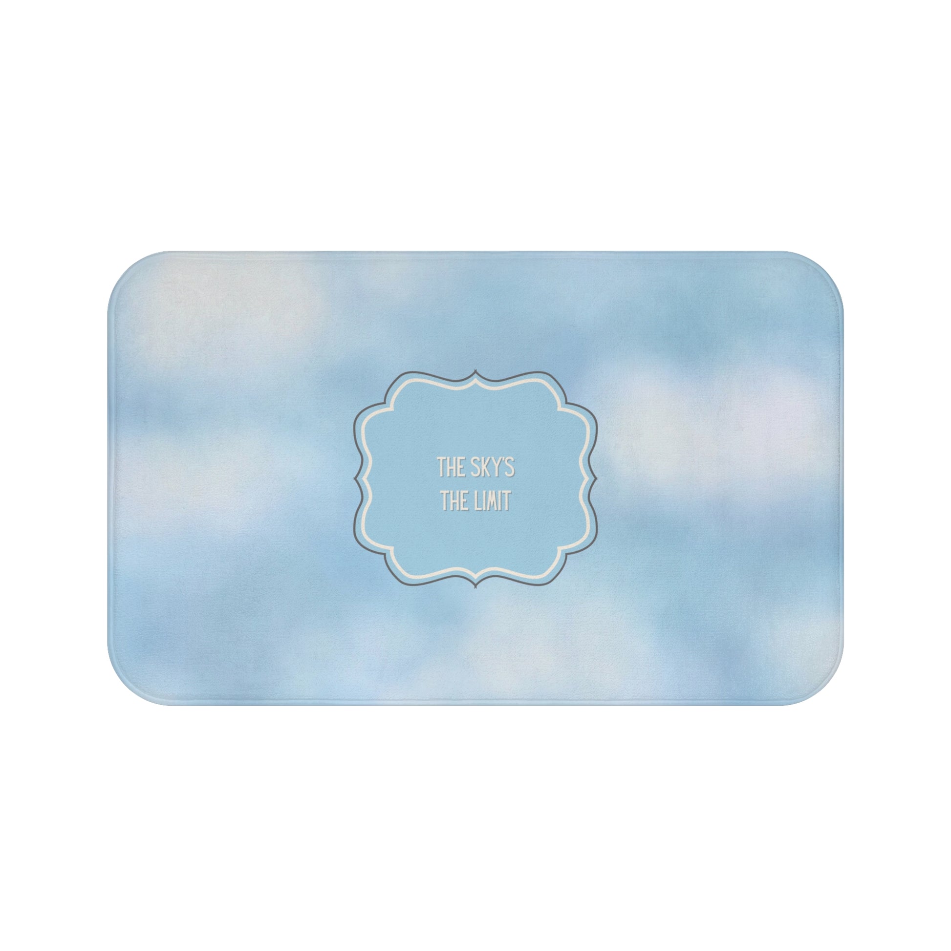 Rectangular mat with a blue and white gradient background and 'The sky's the limit' text.