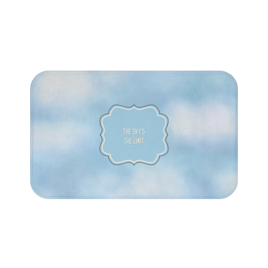Rectangular mat with a blue and white gradient background and 'The sky's the limit' text.