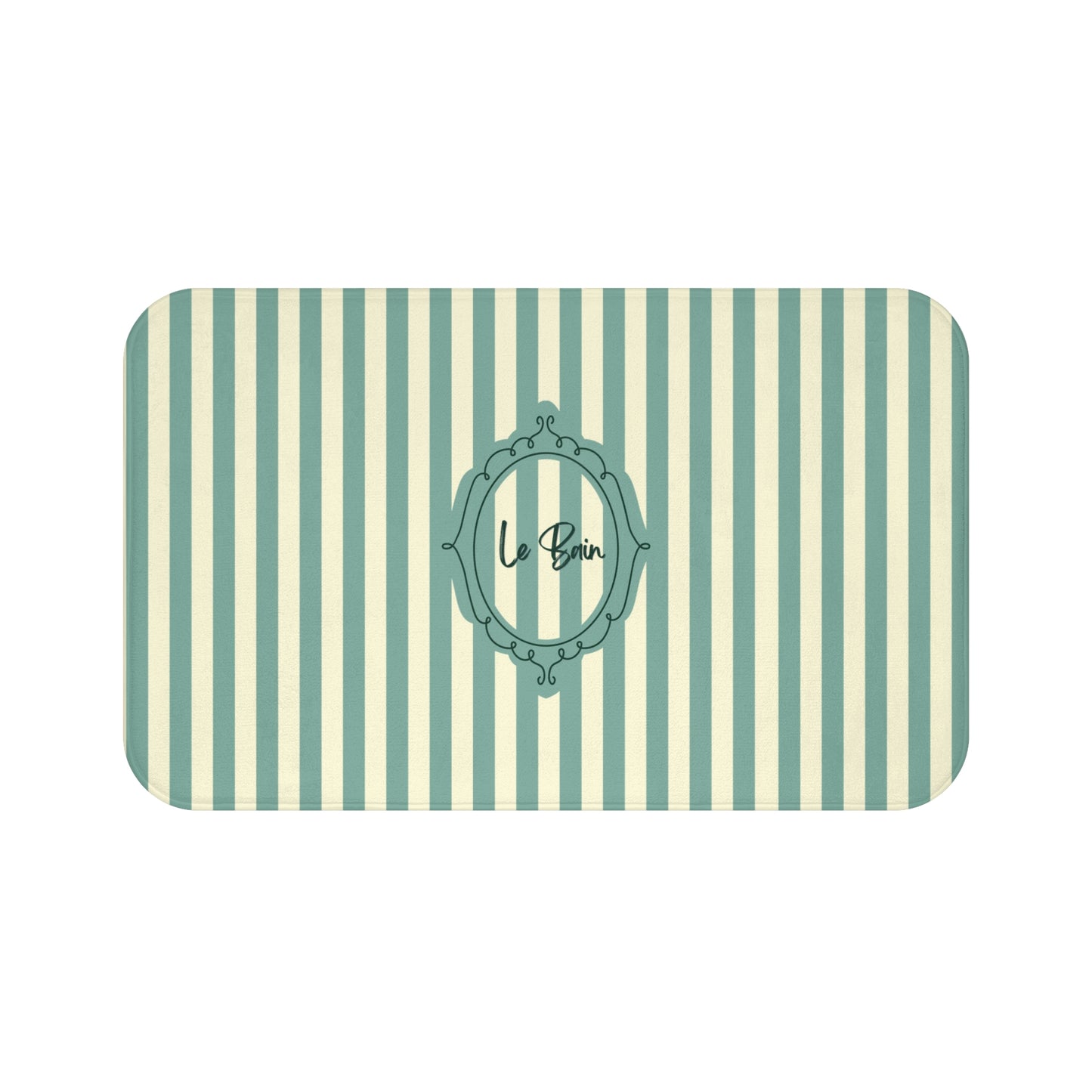 Le Bain Striped Bath Mat — Coastal Green/Cream Bathroom Rug