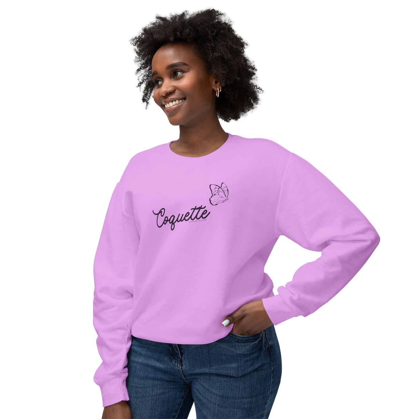 Coquette Butterfly Sweatshirt, Feminine Lightweight Crewneck