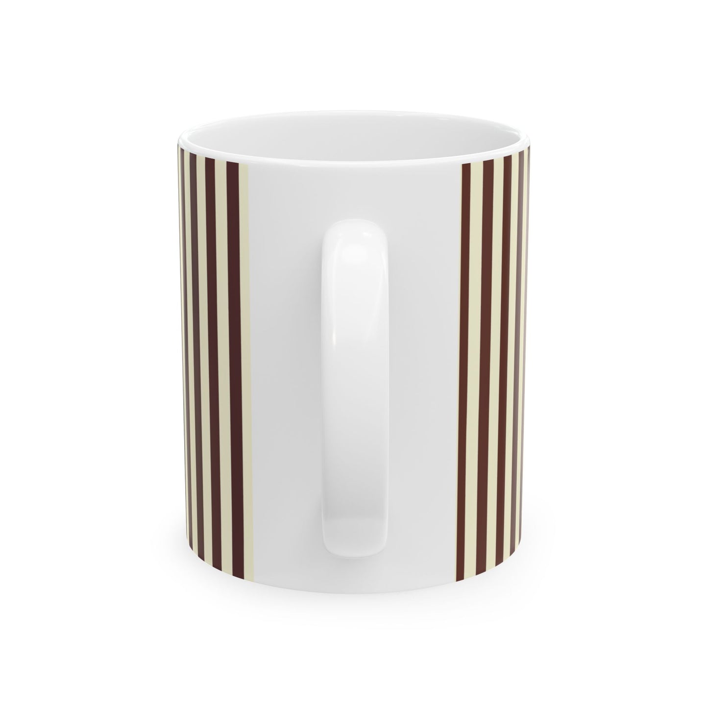 J'adore le Café Heart Stripe Mug. DARK BROWN  — Coffee Lover Gift