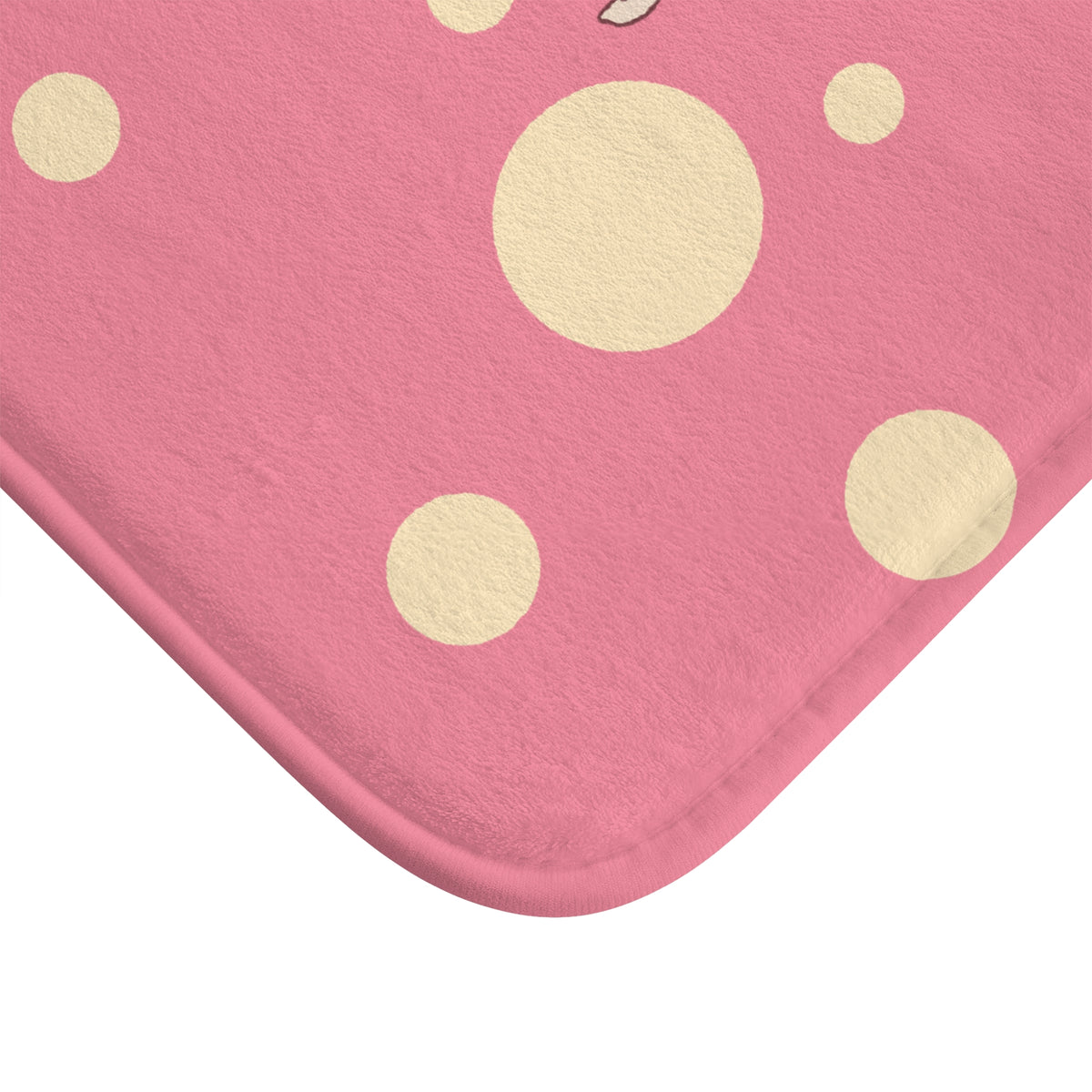 Soapy Pink Bath Mat – Cute Polka Dot Bathroom Rug