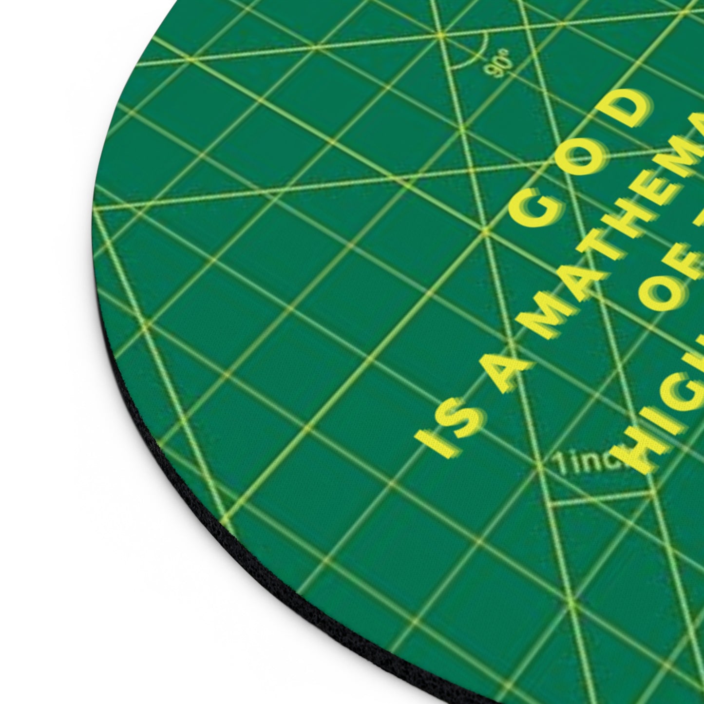Green ruler with yellow text and grid lines