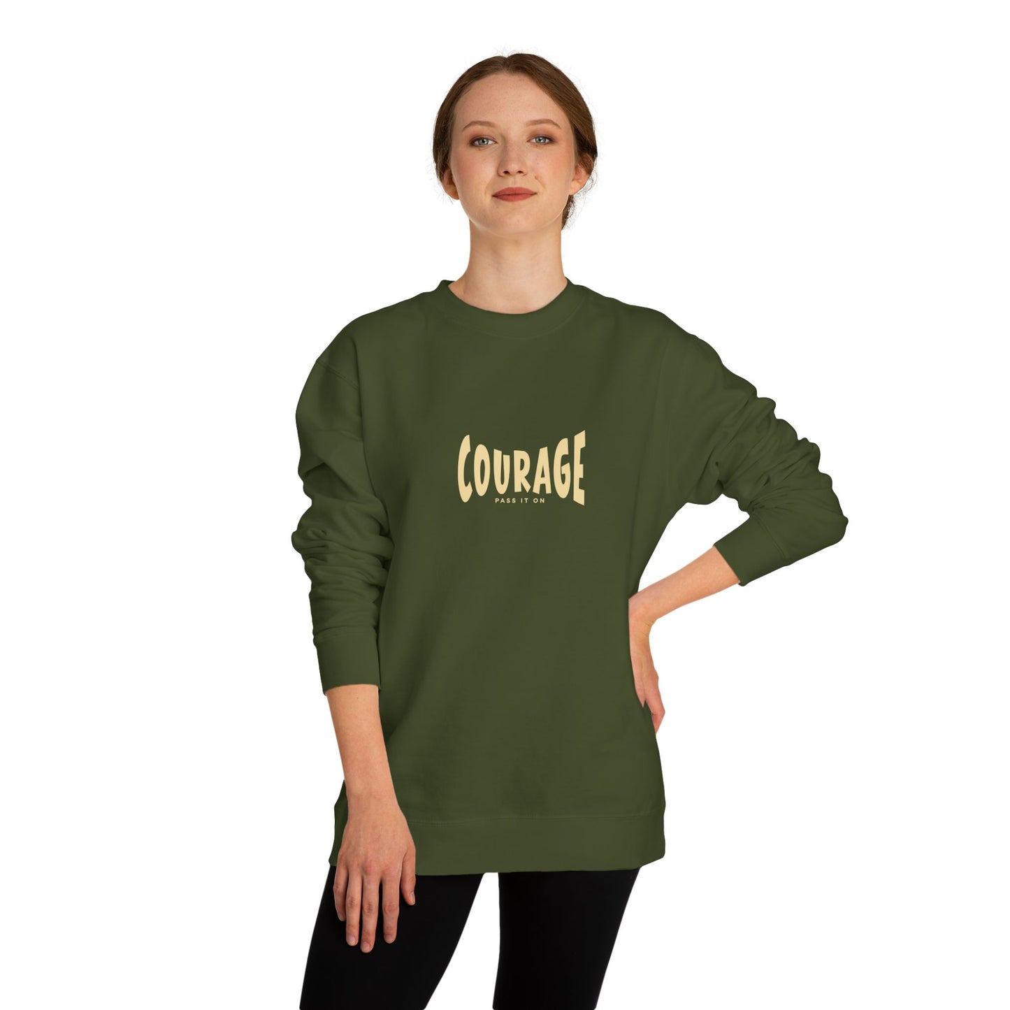 COURAGE - Pass it On - Minimalist Crewneck Sweatshirt — Resistance Message