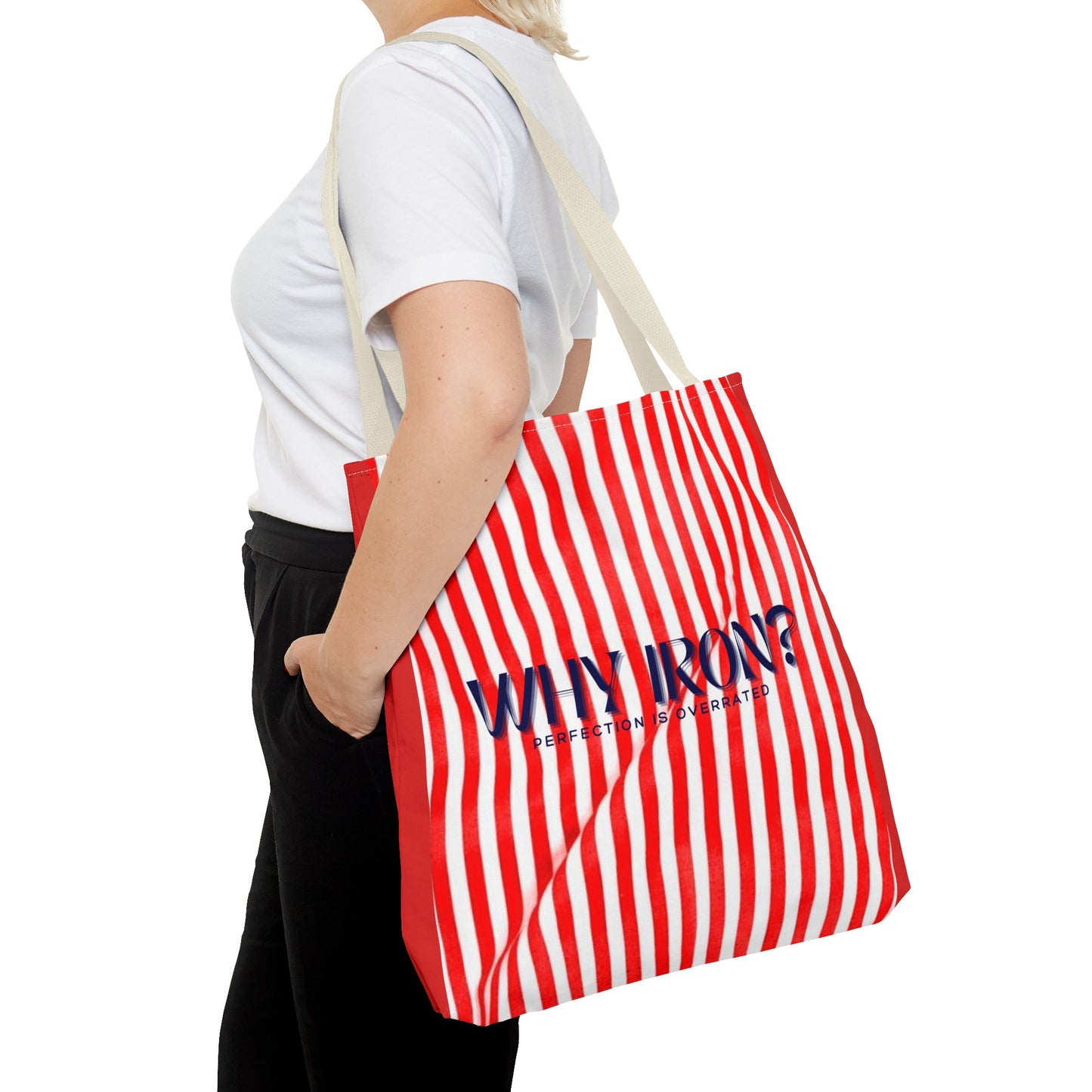 Humourous Preppy Tote Bag - "Why Iron" Bag