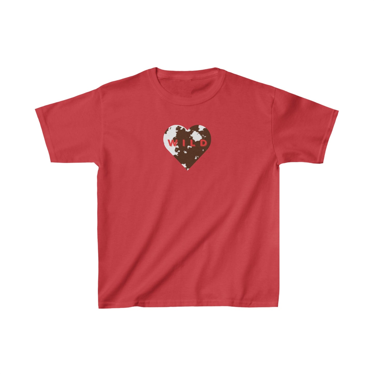 Cowhide Heart Kids Tee | Kids Animal Print Shirt