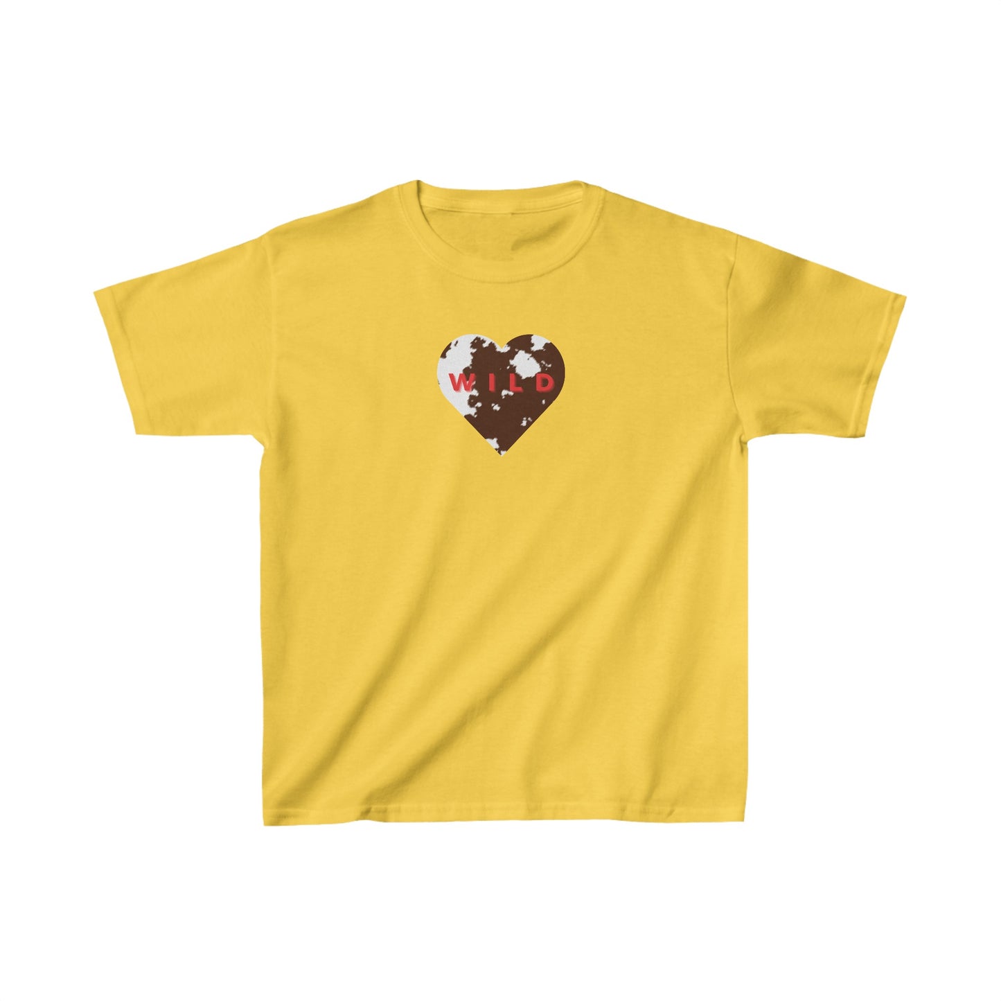 Cowhide Heart Kids Tee | Kids Animal Print Shirt