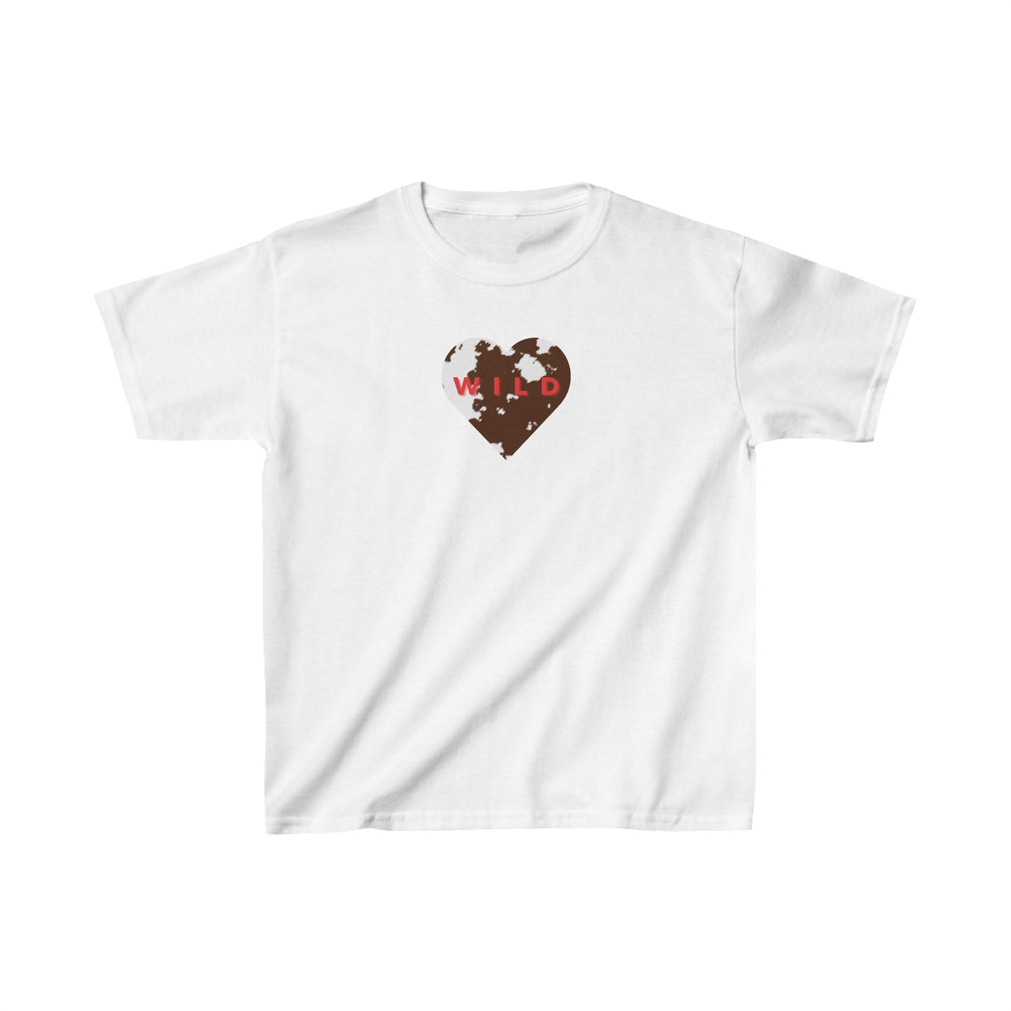 Cowhide Heart Kids Tee | Kids Animal Print Shirt