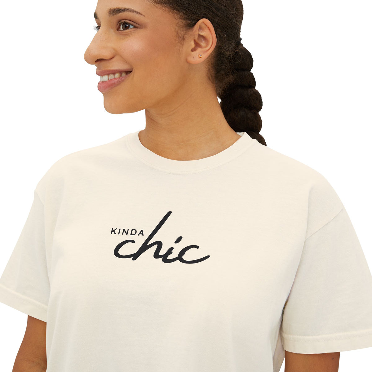 Kinda CHIC Graphic Boxy Tee — Stylish Women's T-Shirt