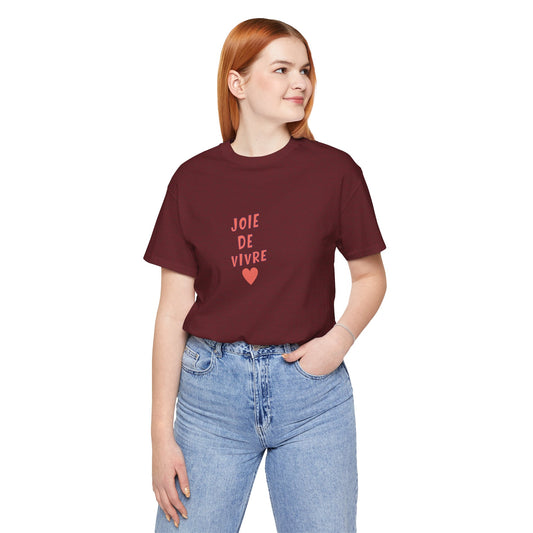 Joie de Vivre French Tee, Maroon