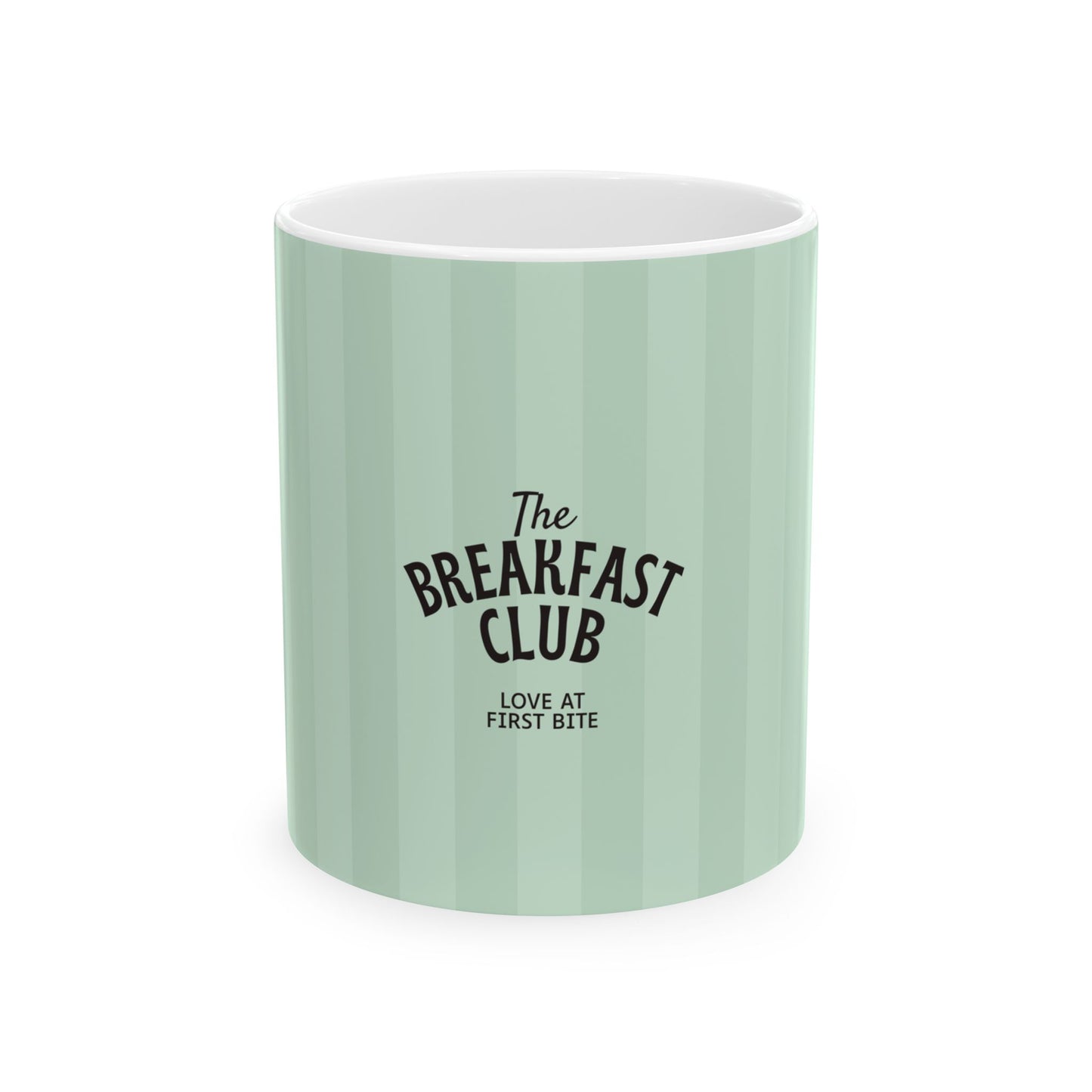 Ceramic Mug — "The Breakfast Club" Mint Striped Coffee Mug (11oz & 15oz)