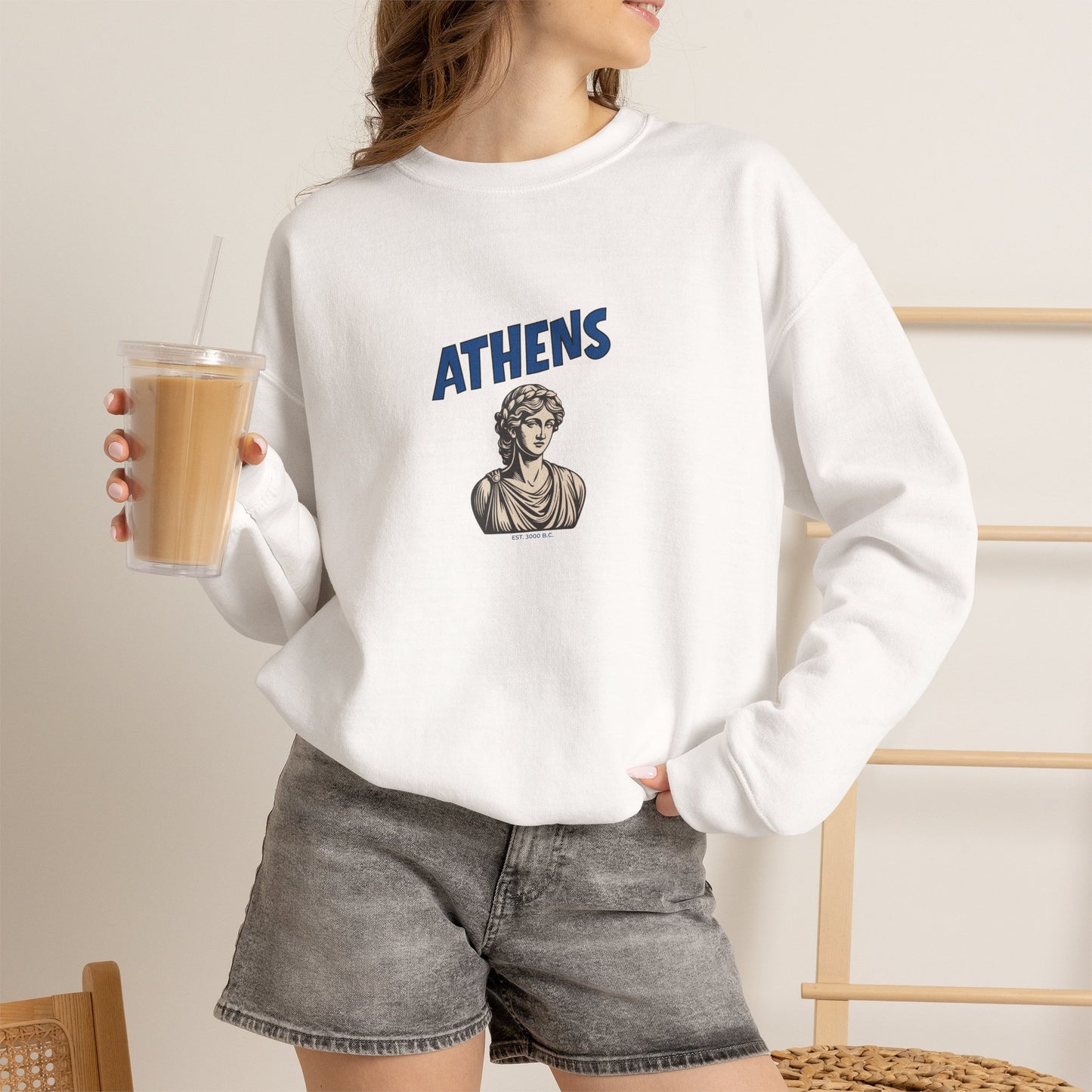 Athens Goddess Graphic Sweatshirt – Classic Greek Statue Crewneck