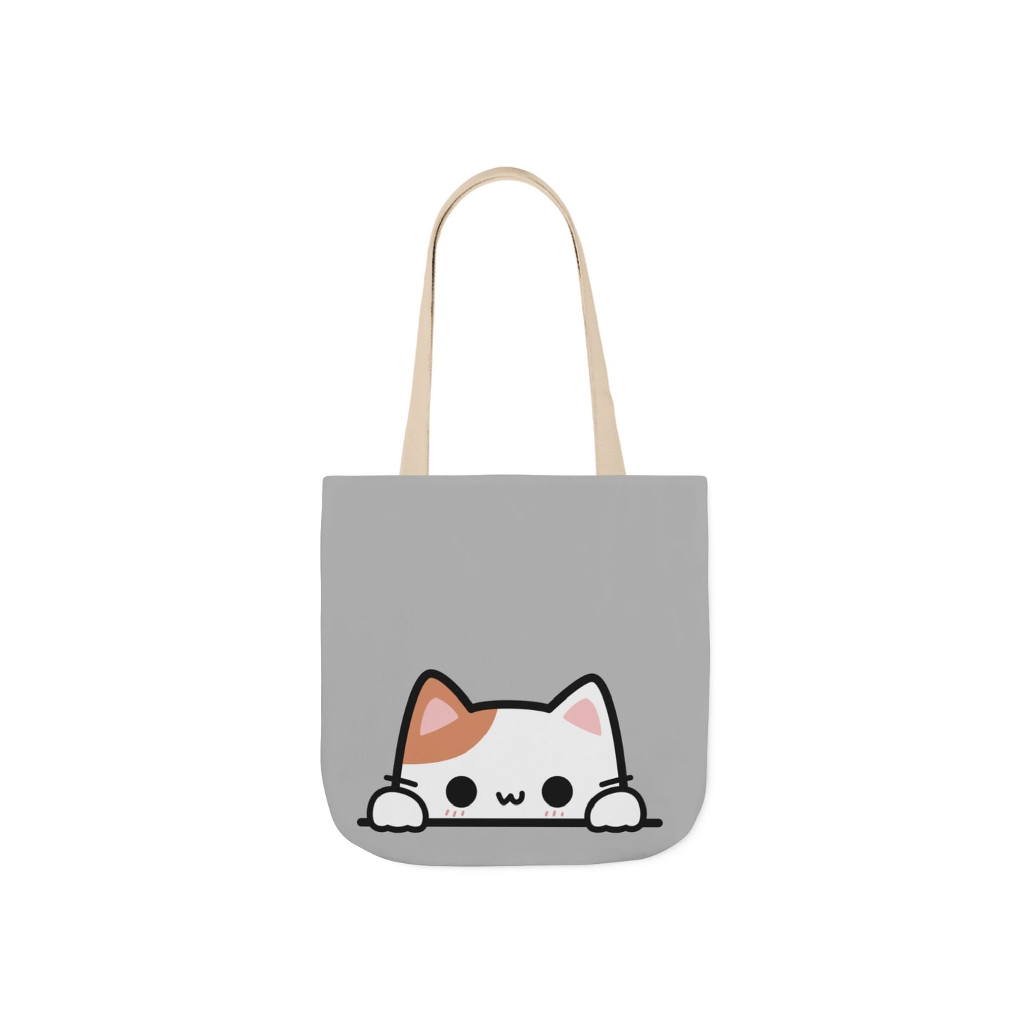 Kawaii Cat Canvas Tote — Light GREY