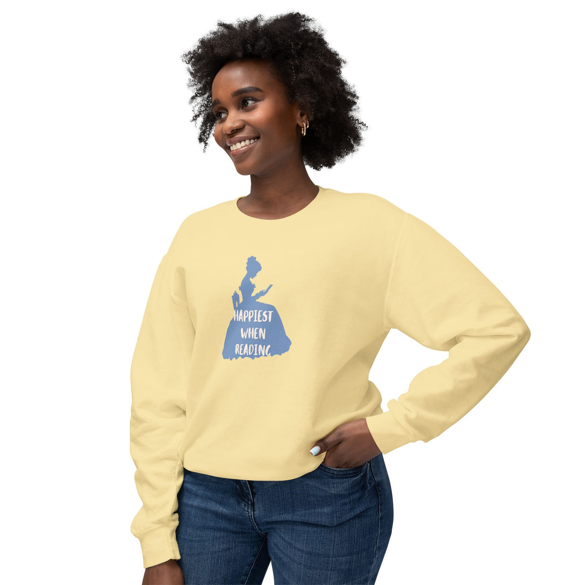 Woman wearing a yellow sweatshirt with 'The Holliday Training Club' logo on a white background