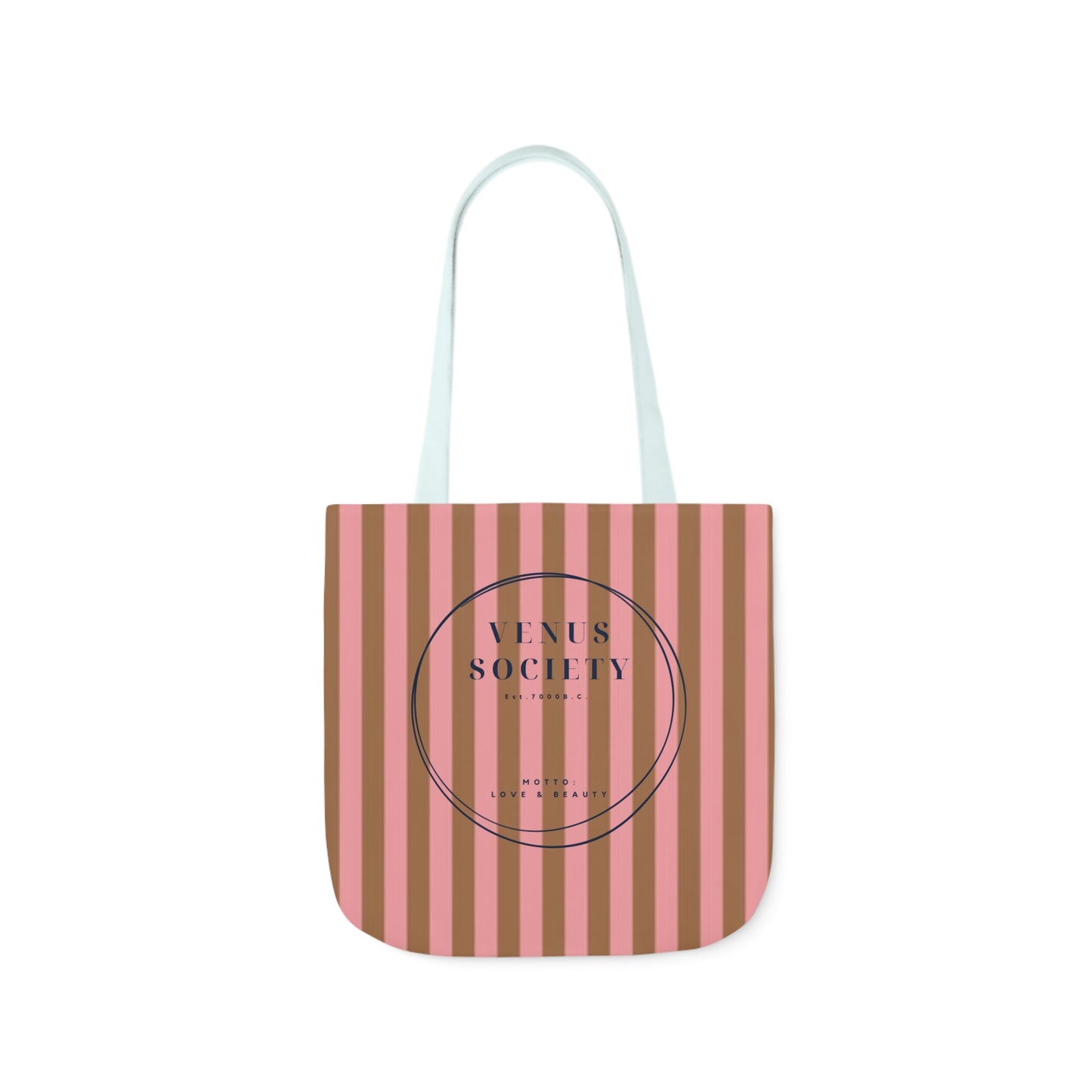 Preppy Pink and Brown Striped Venus Canvas Tote, Venus Society