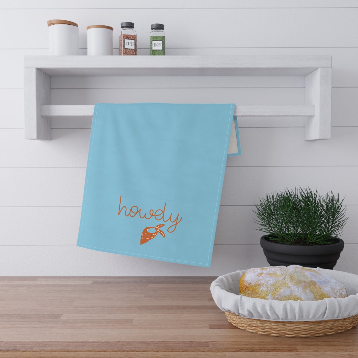 Howdy Farmhouse Kitchen Towel - blue