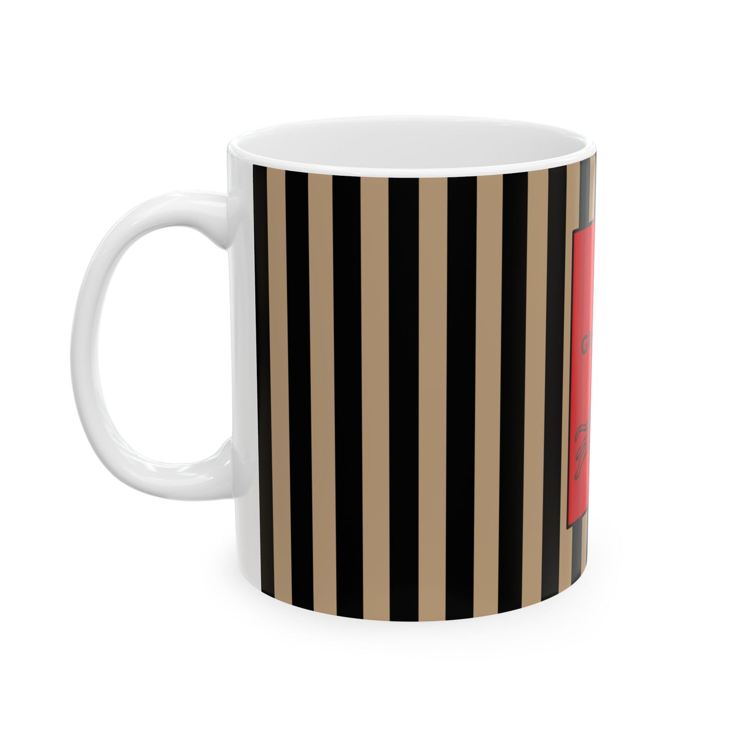 Le Guépard Ceramic Mug, WILD & FREE Collection – Vintage BLACK Striped Coffee Cup