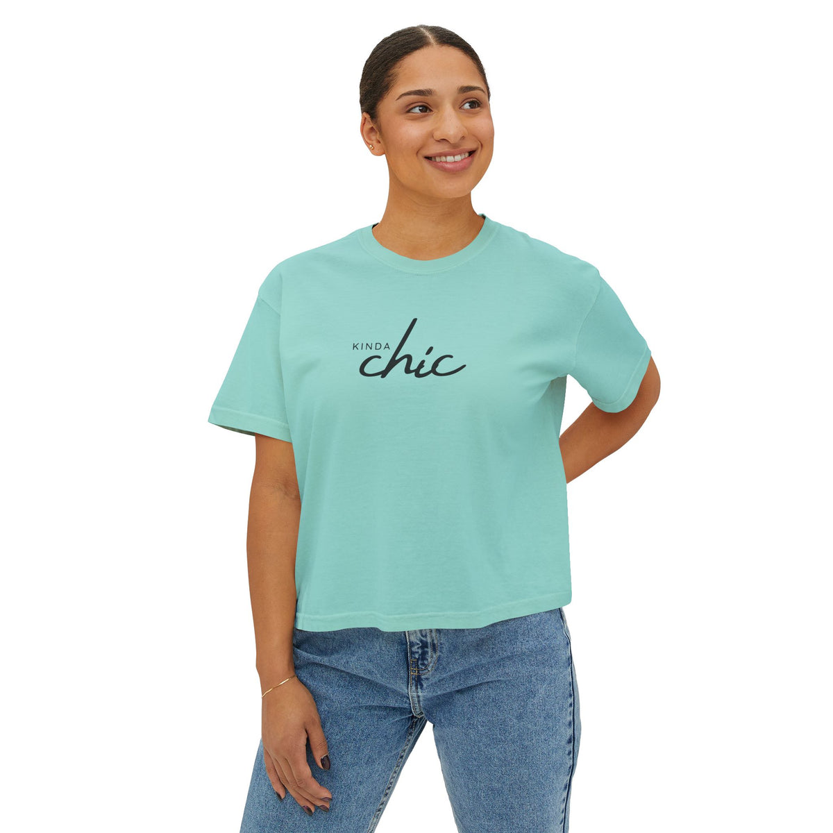 Kinda CHIC Graphic Boxy Tee — Stylish Women's T-Shirt