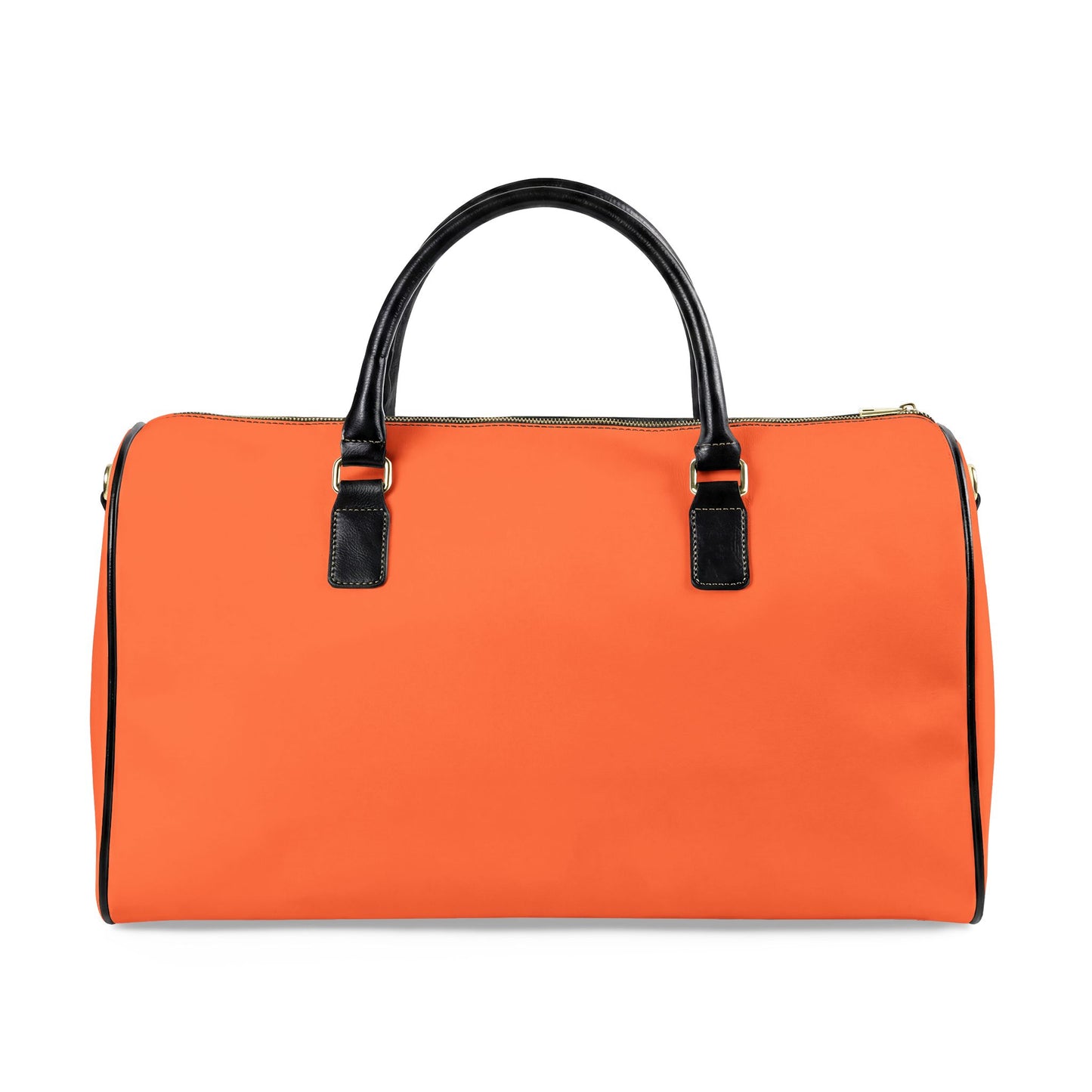 Chic Faux Leather Travel Bag, ORANGE —  'Le Guépard - Wild & Free' Weekender Duffle