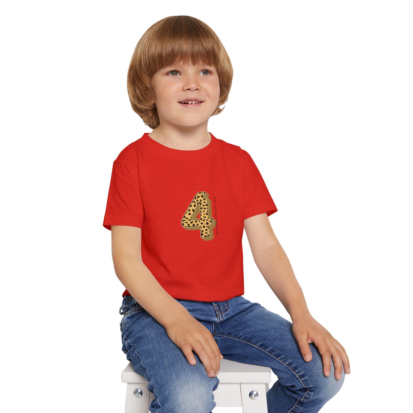Leopard Print 4th Bday Toddler T-shirt
