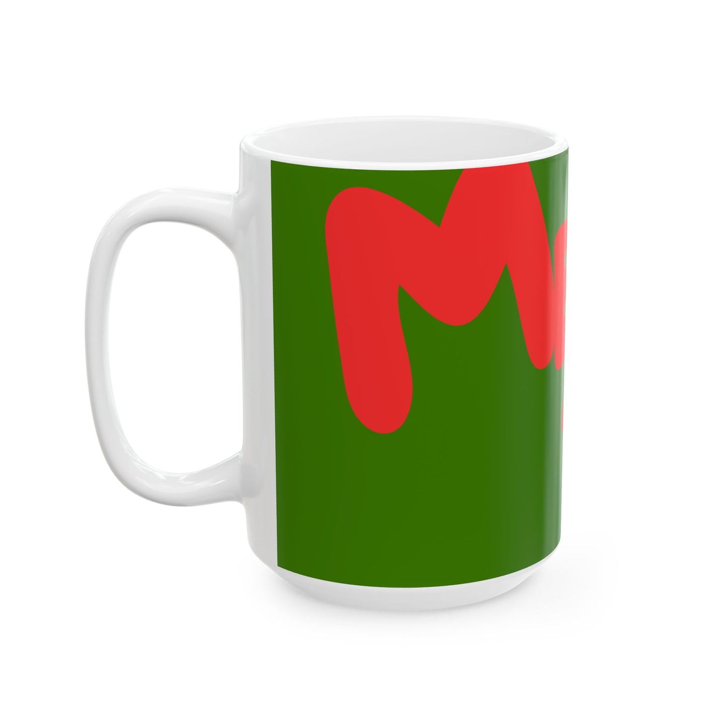 Modern Merry Christmas Ceramic Mug, Red- Green