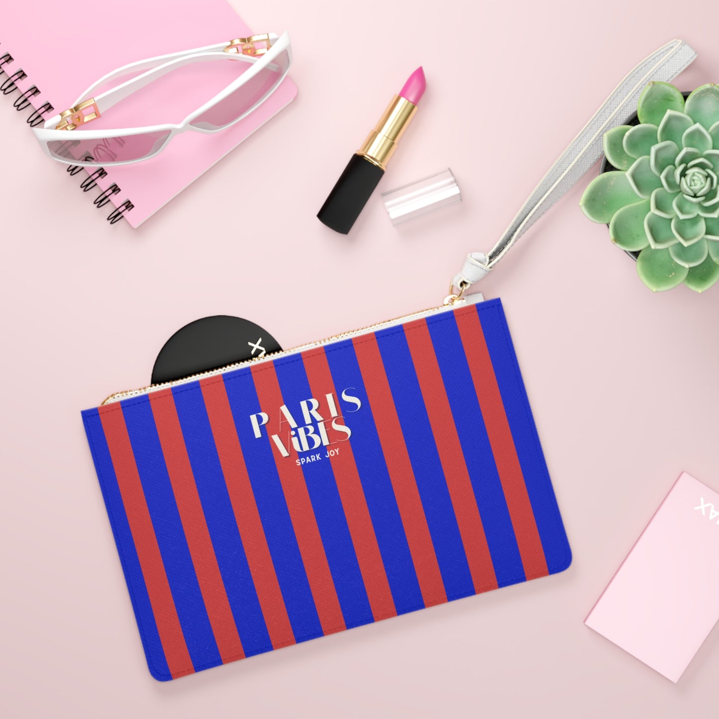 PARIS VIBES Blue Stripe Clutch Bag, Fashion Accessory