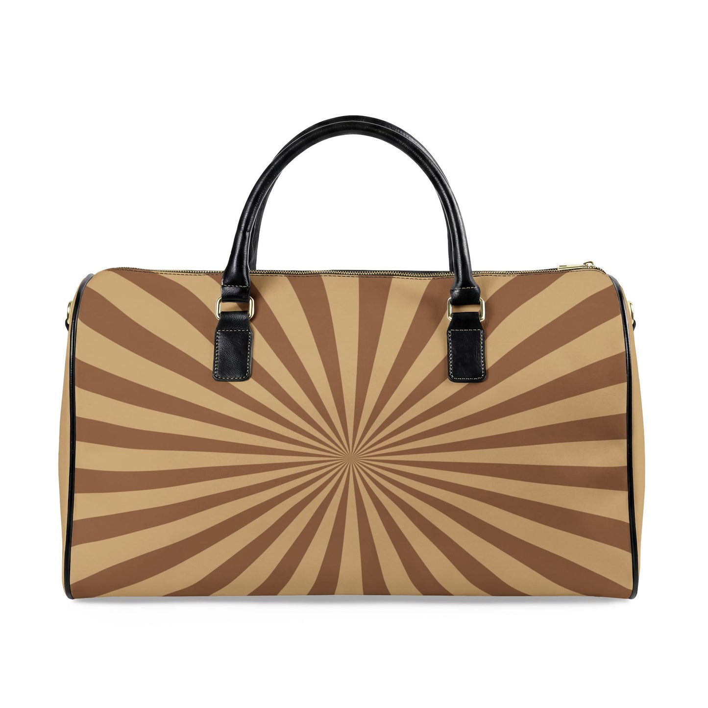 Chic Leather Travel Bag, Neutral — Retro Sunburst ‘CIAO’ Weekender Duffle