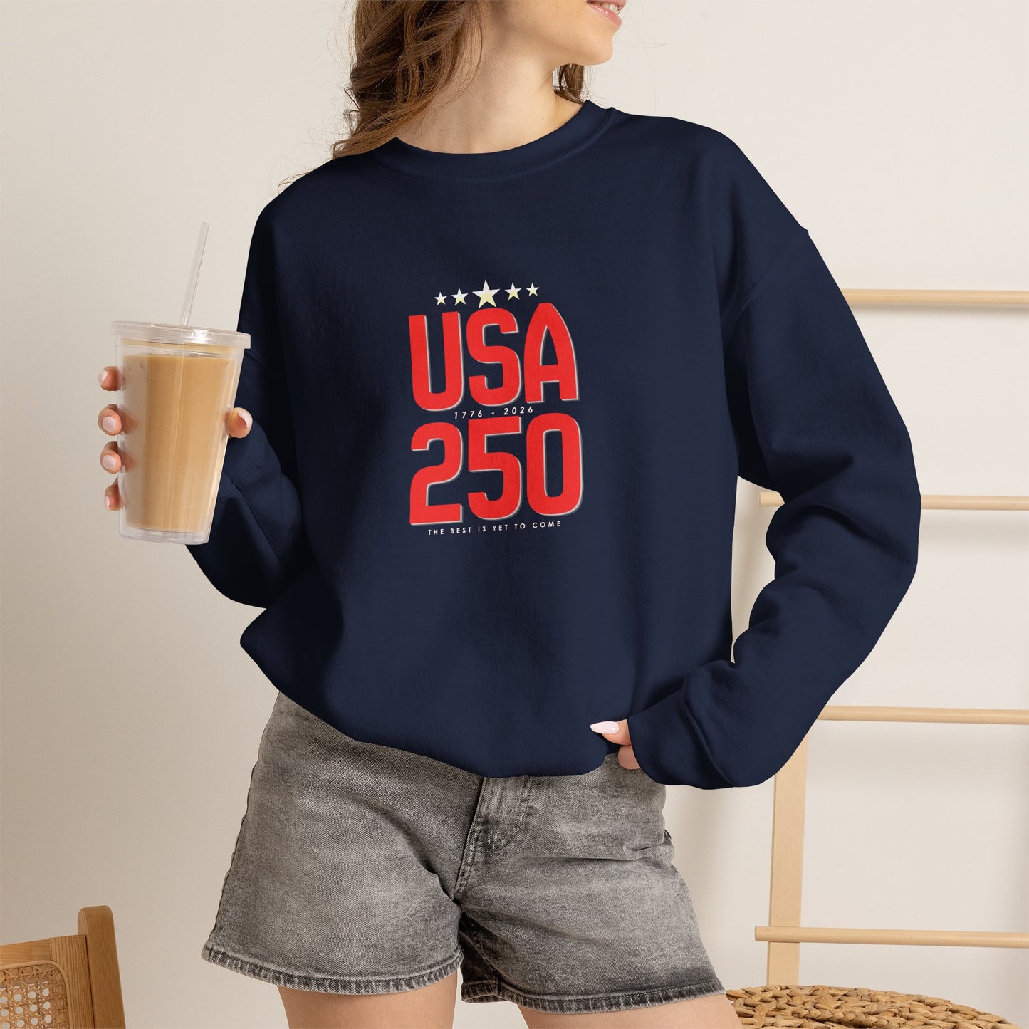 USA 250 Crewneck Sweatshirt — Patriotic 250th Anniversary Pullover