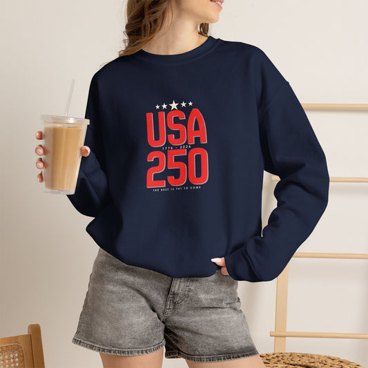 USA 250 Crewneck Sweatshirt — Patriotic 250th Anniversary Pullover