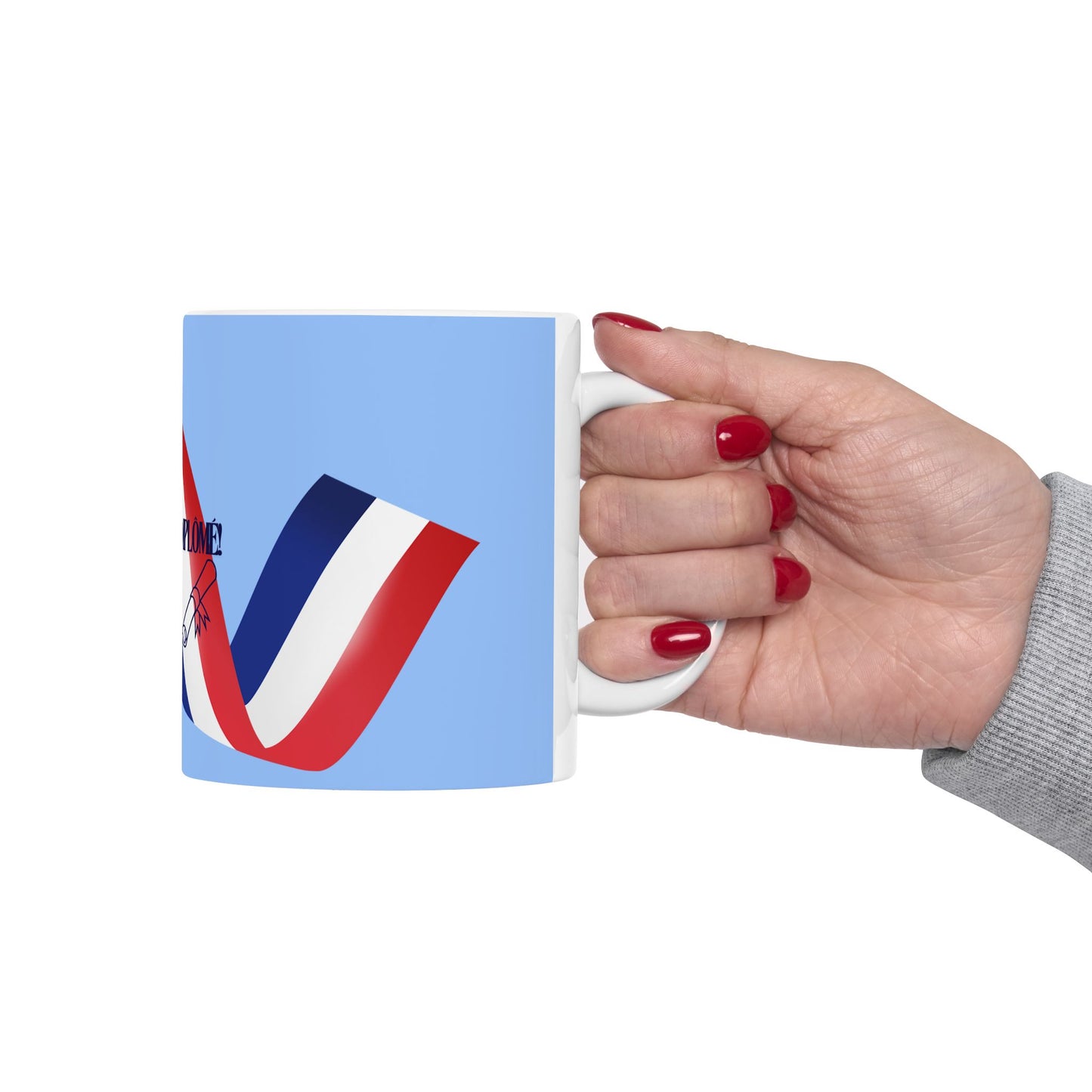 French Graduation Ceramic Mug, Light Blue  - "Félicitations Diplôme"