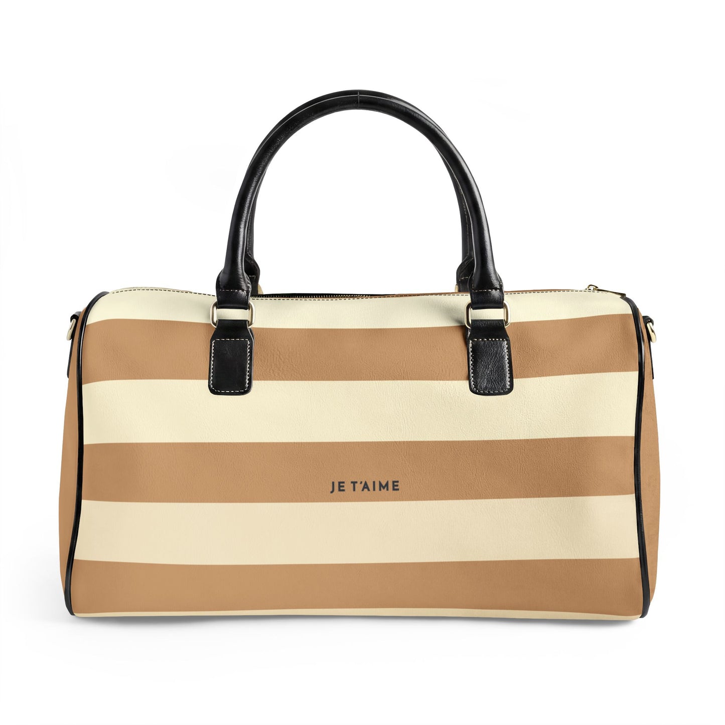 California Lover Leather Travel Bag — TAN Striped Weekender Duffle