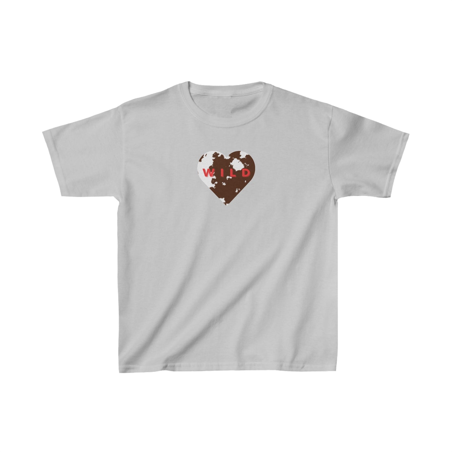 Cowhide Heart Kids Tee | Kids Animal Print Shirt