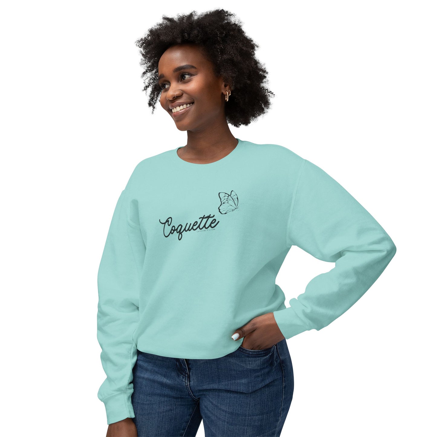 Coquette Butterfly Sweatshirt, Feminine Lightweight Crewneck