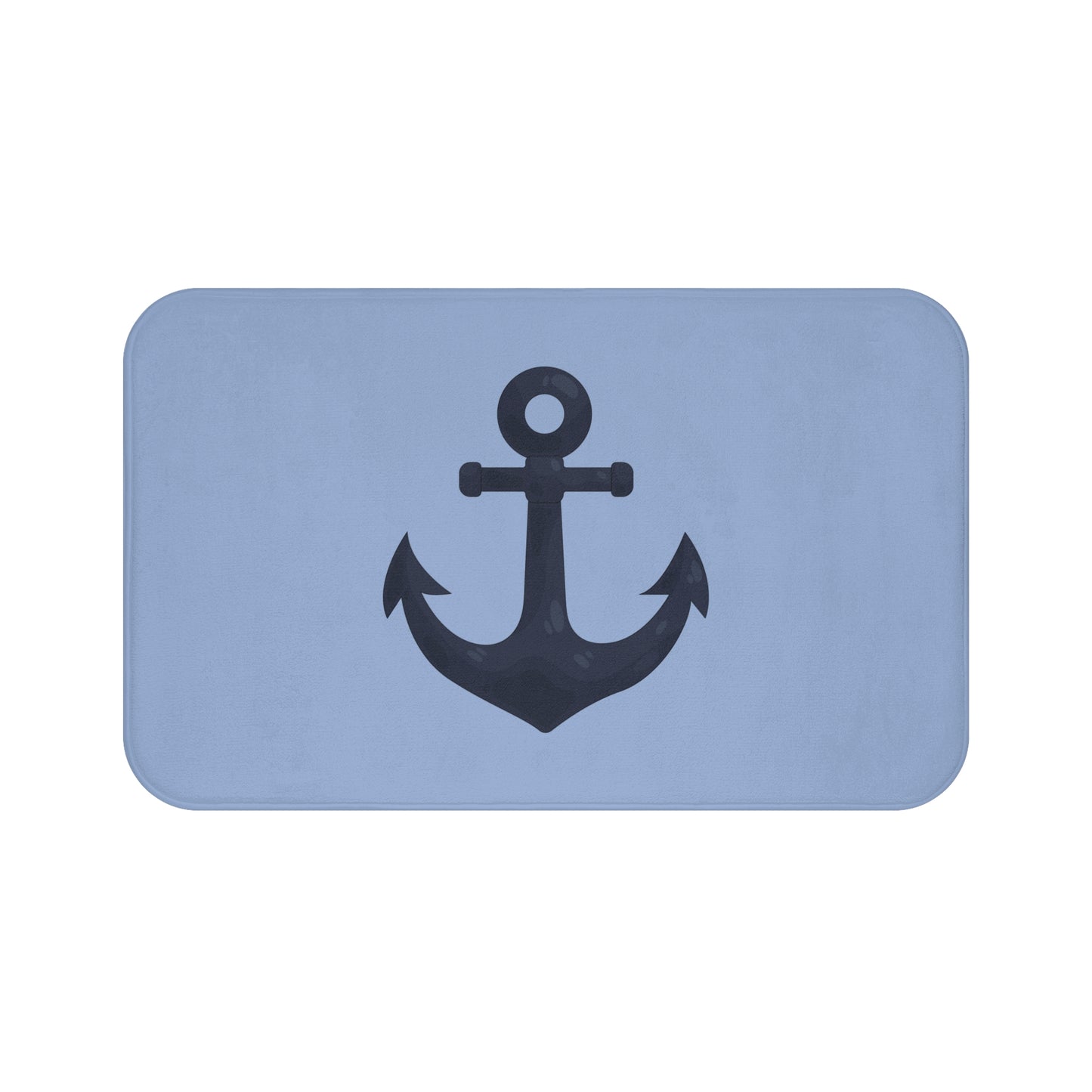 Blue mat with a black anchor symbol on a white background
