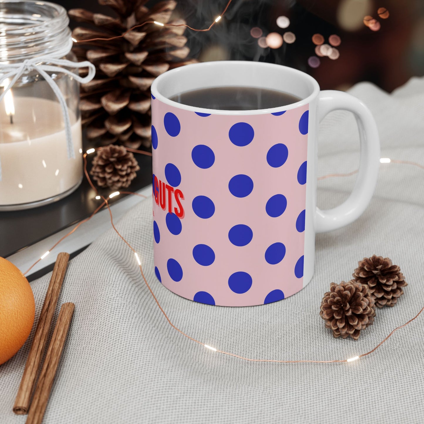 Lucille Ball Bold Coffee Cup, "Life takes guts"